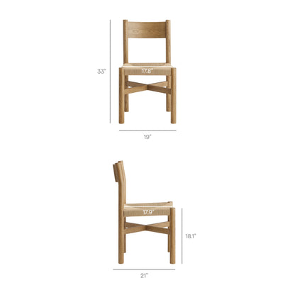 Alvia 7-Piece Oak Wood Dining Table and Chairs Set by Modway