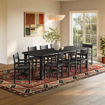 Alvia 9-Piece Oak Wood Extendable Dining Table and Chairs Set by Modway