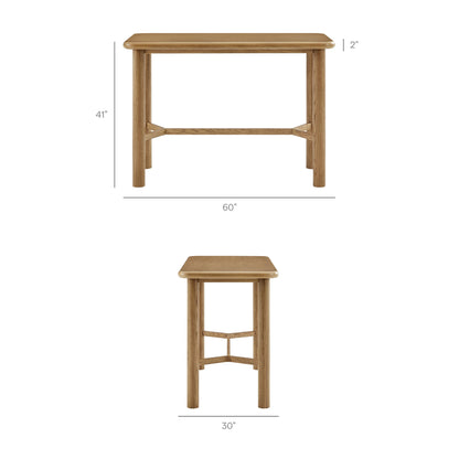 Alvia 5-Piece Rectangular Oak Wood Bar Table With Bar Stools Set by Modway