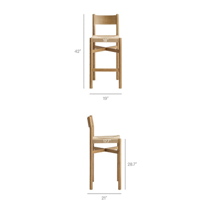 Alvia 5-Piece Rectangular Oak Wood Bar Table With Bar Stools Set by Modway
