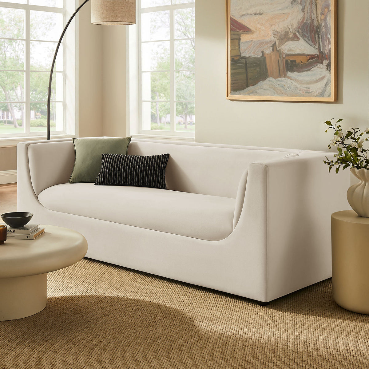 Hilda 86" Curved Back Performance Velvet Sofa by Modway