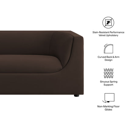 Hilda 86" Curved Back Performance Velvet Sofa by Modway