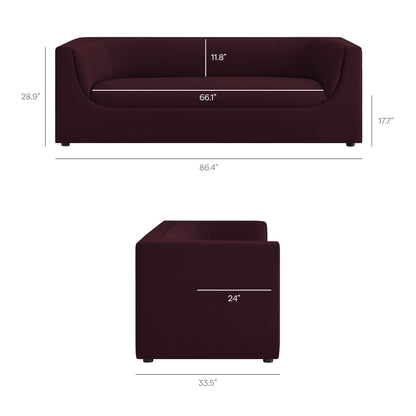 Hilda 86" Curved Back Performance Velvet Sofa by Modway