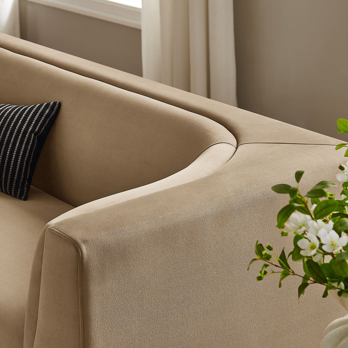Hilda 86" Curved Back Performance Velvet Sofa by Modway