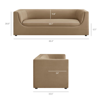 Hilda 86" Curved Back Performance Velvet Sofa by Modway