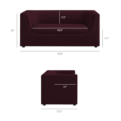 Hilda 67" Curved Back Performance Velvet Loveseat by Modway