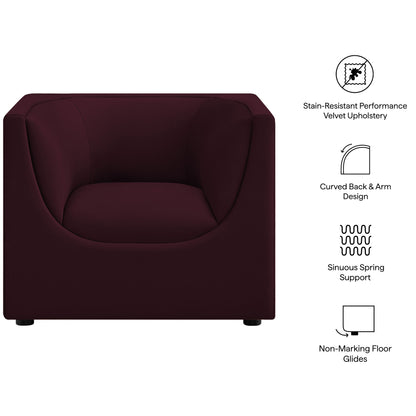 Hilda Curved Back Performance Velvet Armchair by Modway