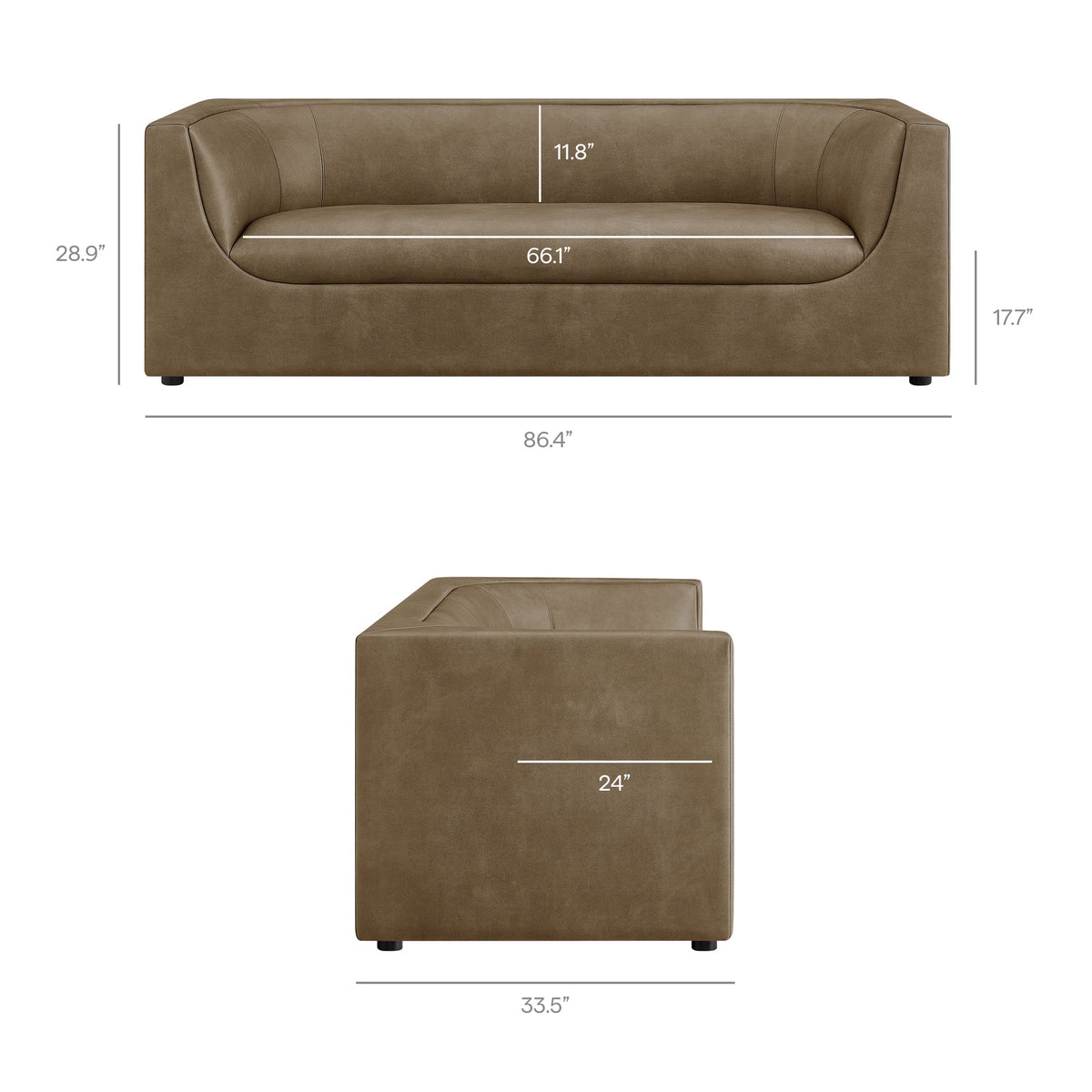 Hilda 86" Curved Back Vegan Leather Sofa by Modway