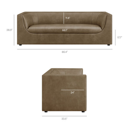 Hilda 86" Curved Back Vegan Leather Sofa by Modway