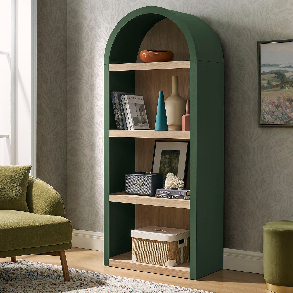 Caleb 4 Arched Display Shelf Bookcase by Modway