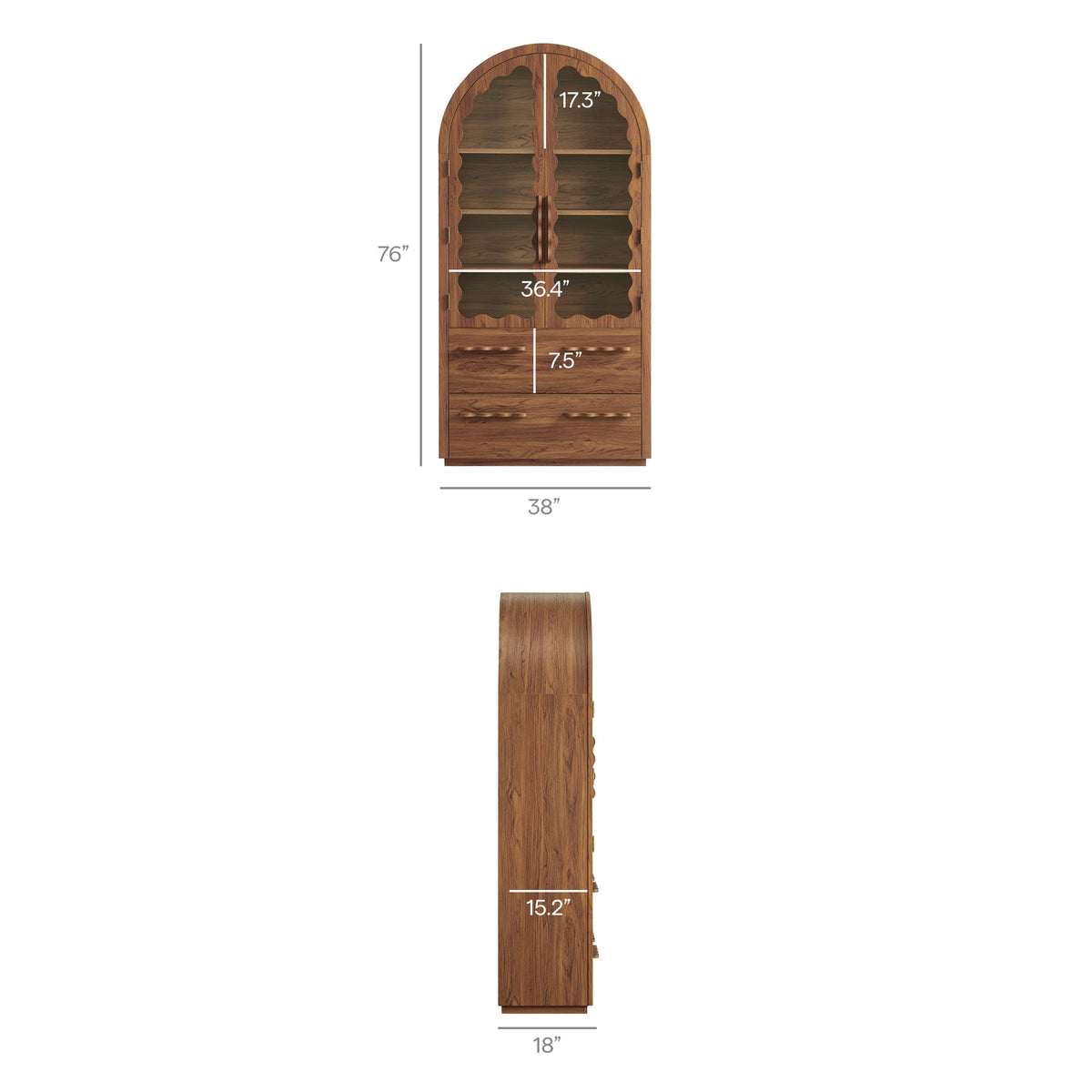 Rory 76 Inch Arched  Display Cabinet by Modway