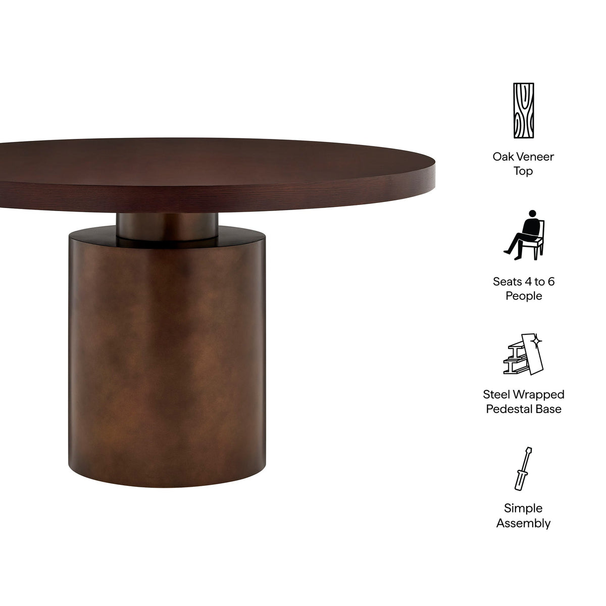 Annette 54 Inch Round Pedestal Base Dining Table by Modway