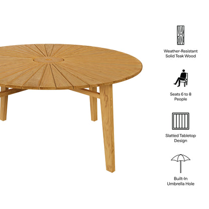 Cielo 59" Sunburst Outdoor Patio Teak Dining Table by Modway