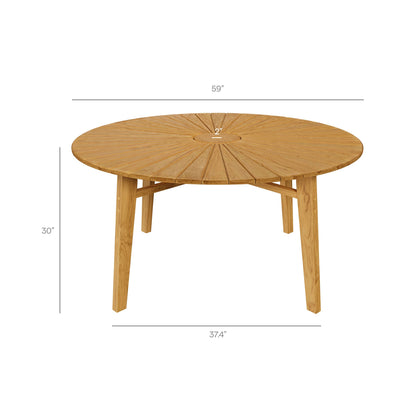 Cielo 59" Sunburst Outdoor Patio Teak Dining Table by Modway