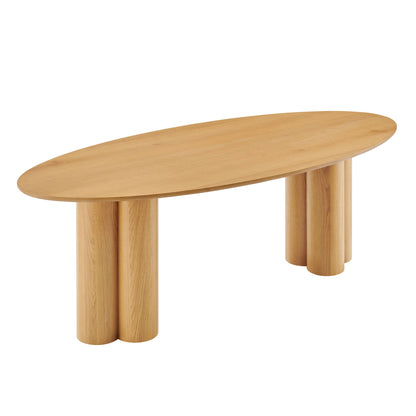 Renwick 79 Inch Oak Veneer Oval Pedestal Dining Table by Modway