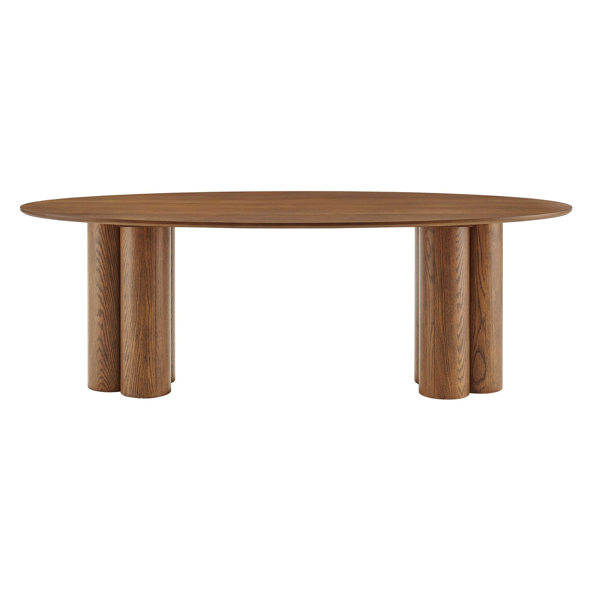Renwick 79 Inch Oak Veneer Oval Pedestal Dining Table by Modway