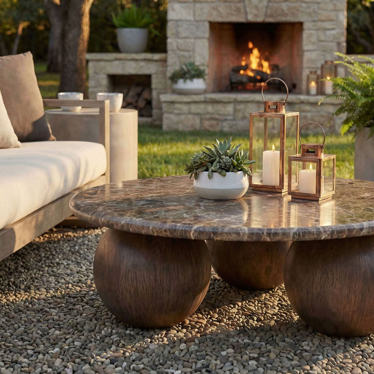 Pietra Indoor Outdoor Patio Round Coffee Table by Modway
