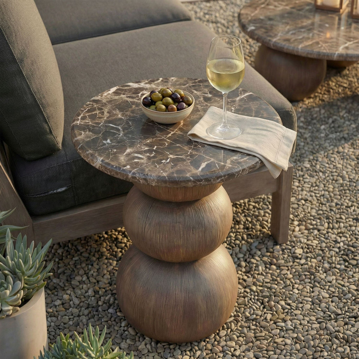 Pietra Indoor Outdoor Patio Round Side Table by Modway
