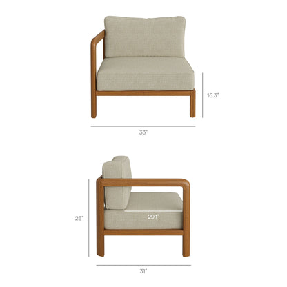 Kona Outdoor Patio Teak Wood Left-Arm Facing Modular Armchair by Modway
