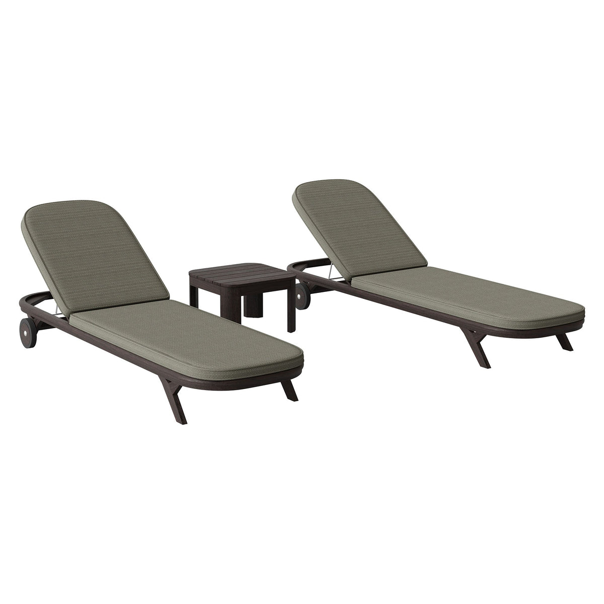 Kona 3-Piece Outdoor Patio Teak Wood Chaise Lounge Set by Modway