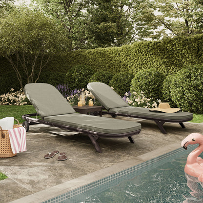 Kona 3-Piece Outdoor Patio Teak Wood Chaise Lounge Set by Modway
