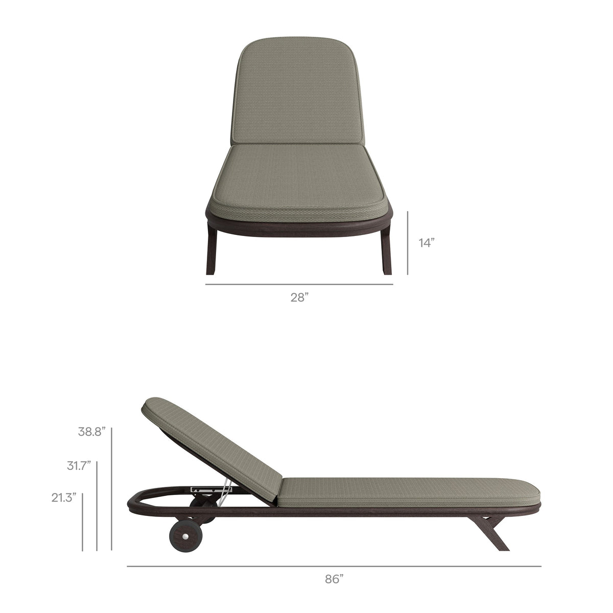 Kona 3-Piece Outdoor Patio Teak Wood Chaise Lounge Set by Modway