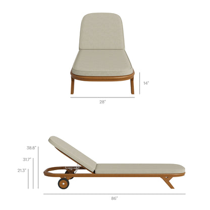 Kona 3-Piece Outdoor Patio Teak Wood Chaise Lounge Set by Modway