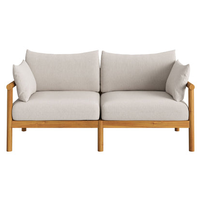 Eleni 2-Piece Outdoor Patio Teak Wood Loveseat with Ottoman Set by Modway