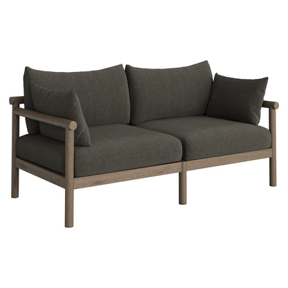 Eleni 2-Piece Outdoor Patio Teak Wood Loveseat with Ottoman Set by Modway