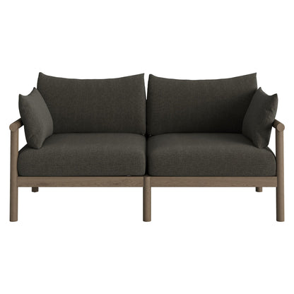 Eleni 2-Piece Outdoor Patio Teak Wood Loveseat with Ottoman Set by Modway