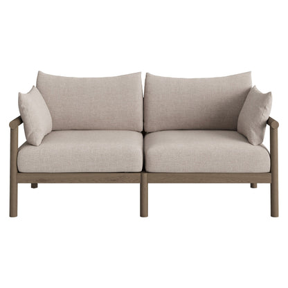 Eleni 2-Piece Outdoor Patio Teak Wood Loveseat with Ottoman Set by Modway