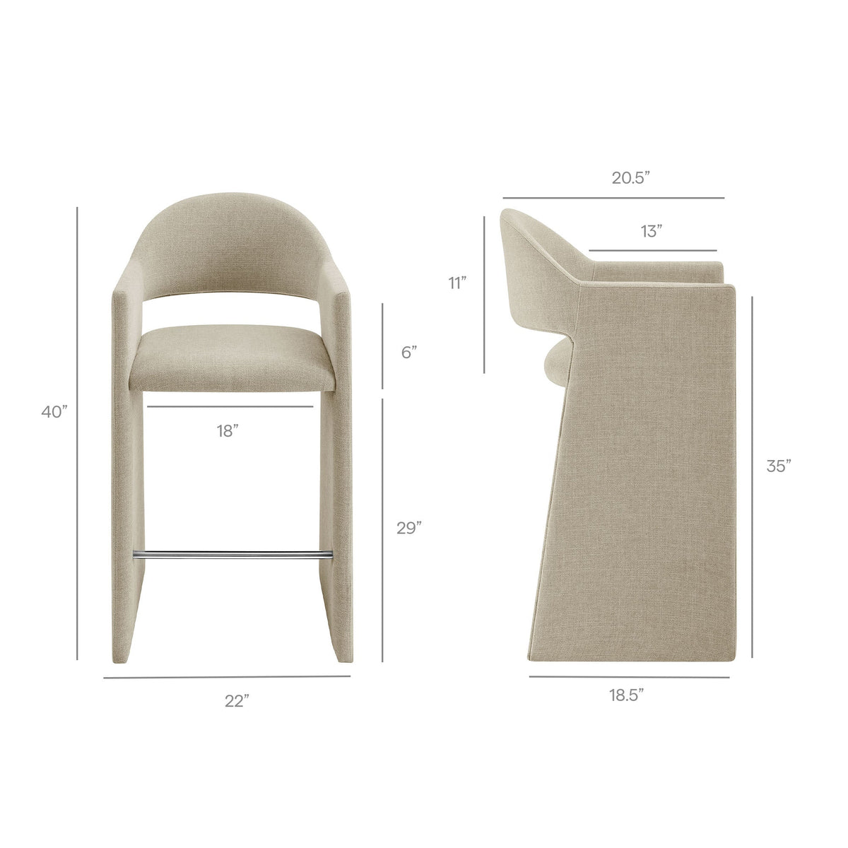 Talia 41 Inch Upholstered Fabric Bar Stool by Modway