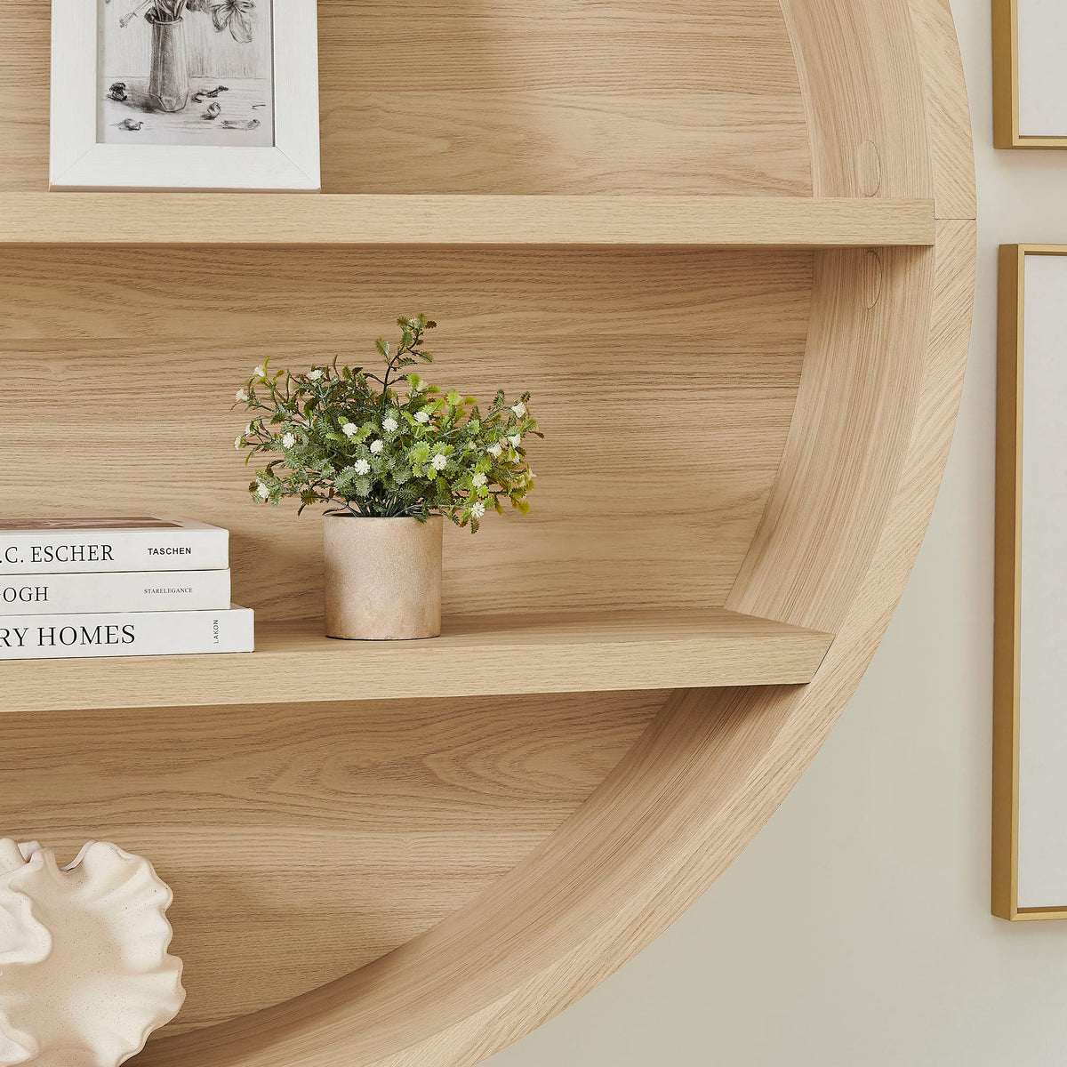 Romy 47" Round Wall Book Shelf by Modway