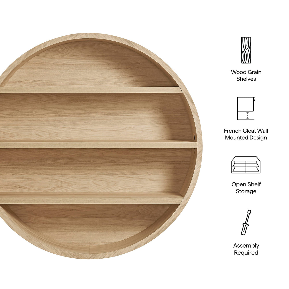 Romy 47" Round Wall Book Shelf by Modway