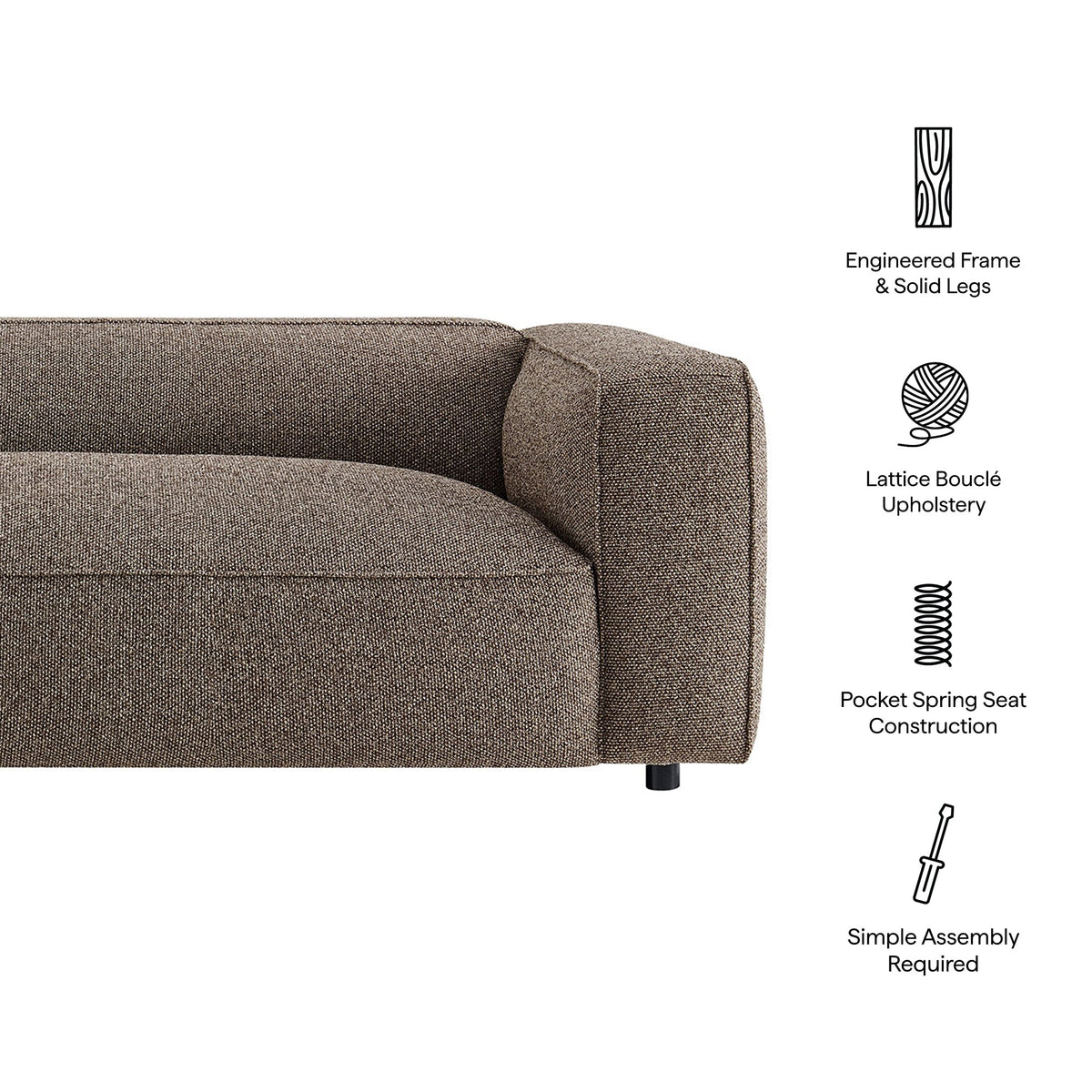 Auren 88 Inch Lattice Bouclé Upholstered Sofa by Modway