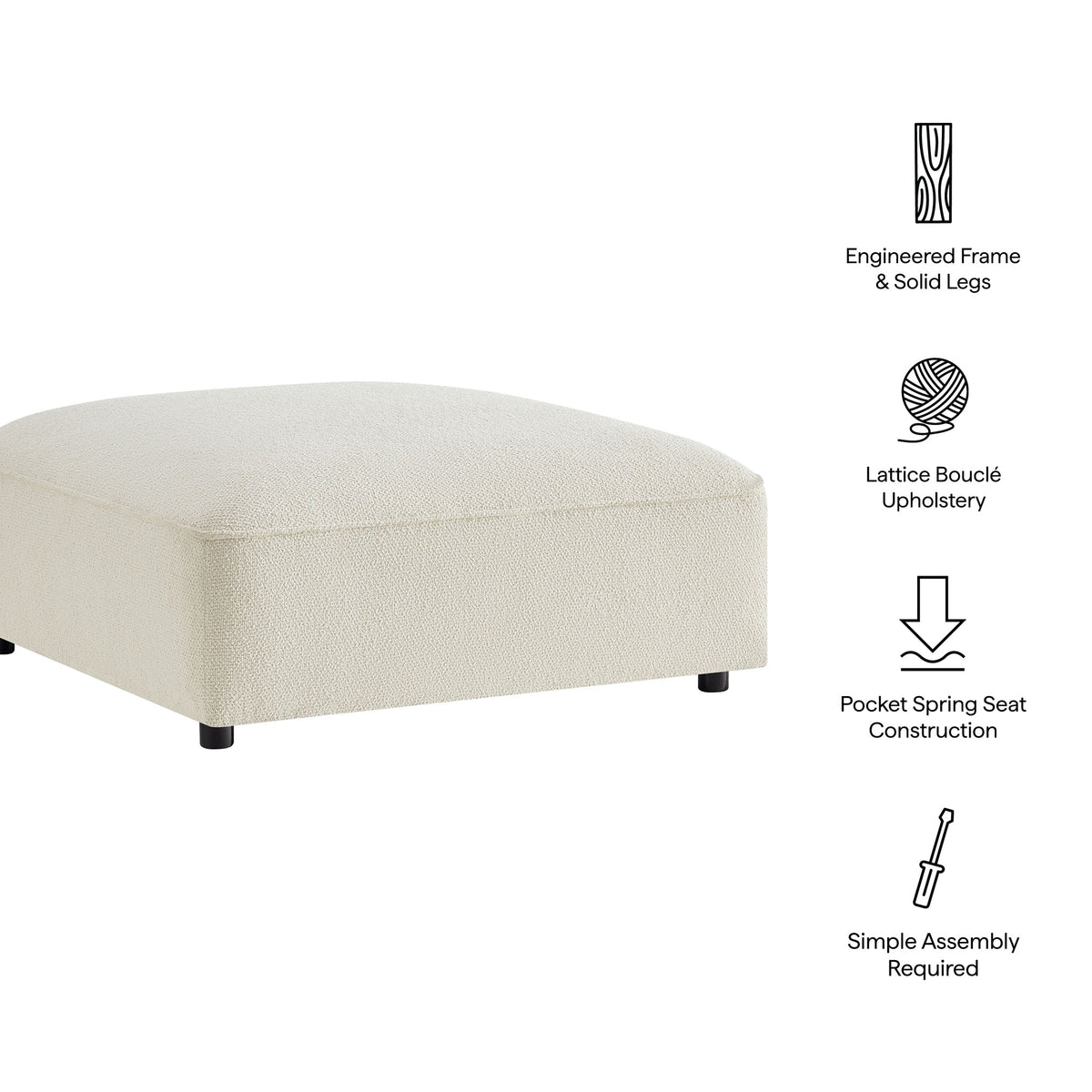 Auren Lattice Bouclé Upholstered Ottoman by Modway