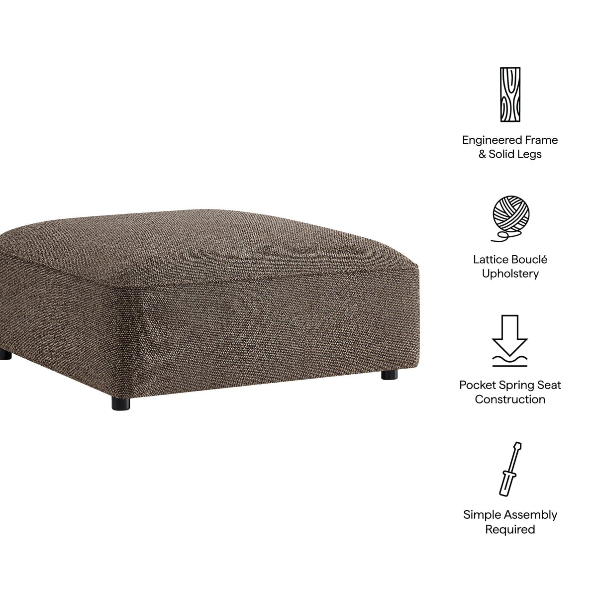 Auren Lattice Bouclé Upholstered Ottoman by Modway