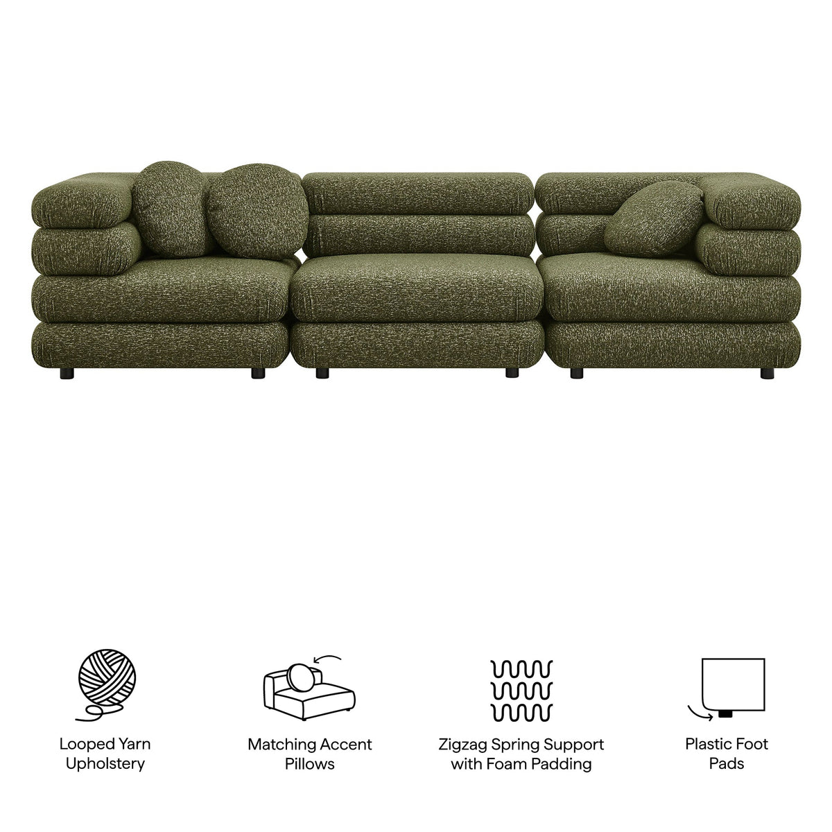 Jubilee 3-Piece Upholstered 3-Piece Modular Sofa Set by Modway