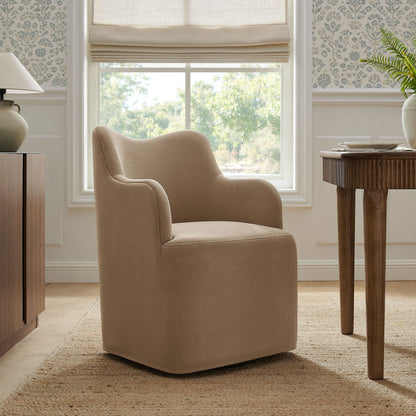Cordelle Linen Blend Swivel Dining Chair by Modway - Almond / Linen / Sage
