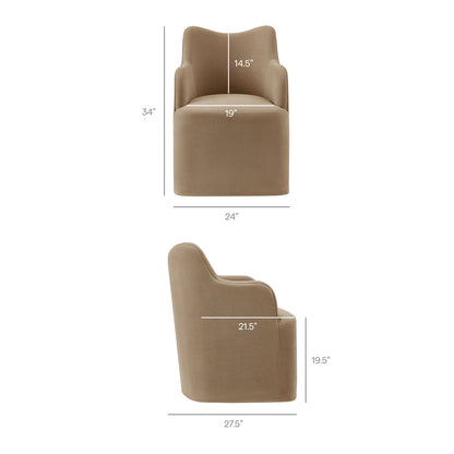 Cordelle Linen Blend Swivel Dining Chair by Modway - Almond / Linen / Sage