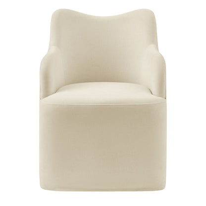 Cordelle Linen Blend Swivel Dining Chair by Modway - Almond / Linen / Sage