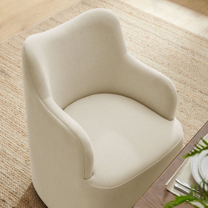 Cordelle Linen Blend Swivel Dining Chair by Modway - Almond / Linen / Sage