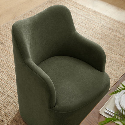 Cordelle Linen Blend Swivel Dining Chair by Modway - Almond / Linen / Sage