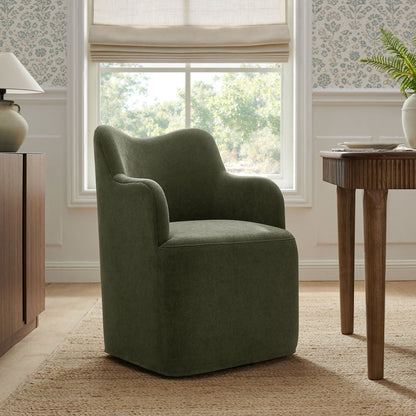 Cordelle Linen Blend Swivel Dining Chair by Modway - Almond / Linen / Sage