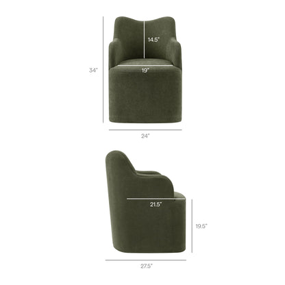 Cordelle Linen Blend Swivel Dining Chair by Modway - Almond / Linen / Sage