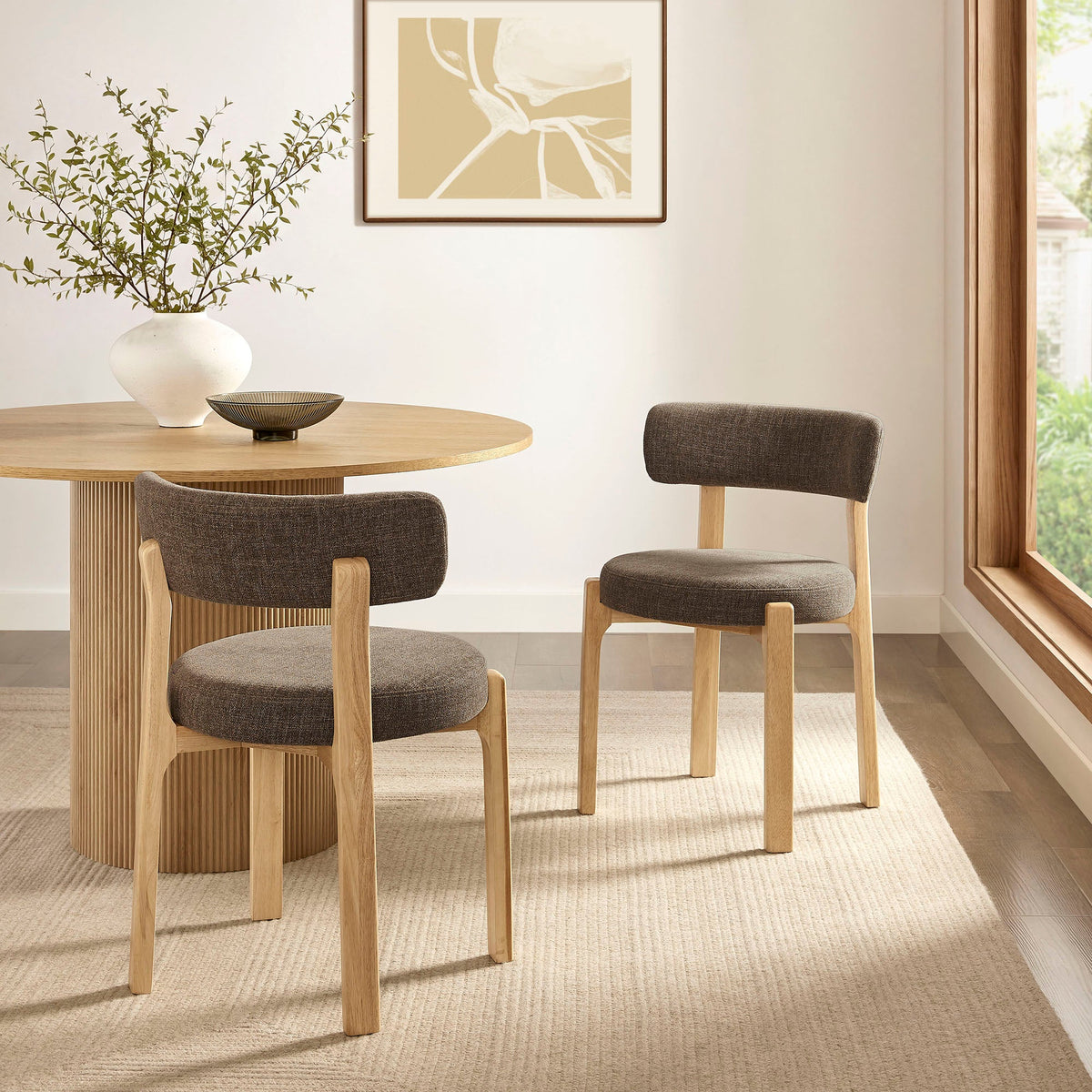 Marsha Upholstered Fabric Dining Chairs Set of 2 by Modway