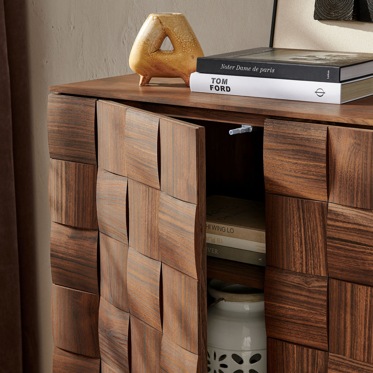 Duskin 39 Inch Geometric Block Design Tall Storage Cabinet by Modway