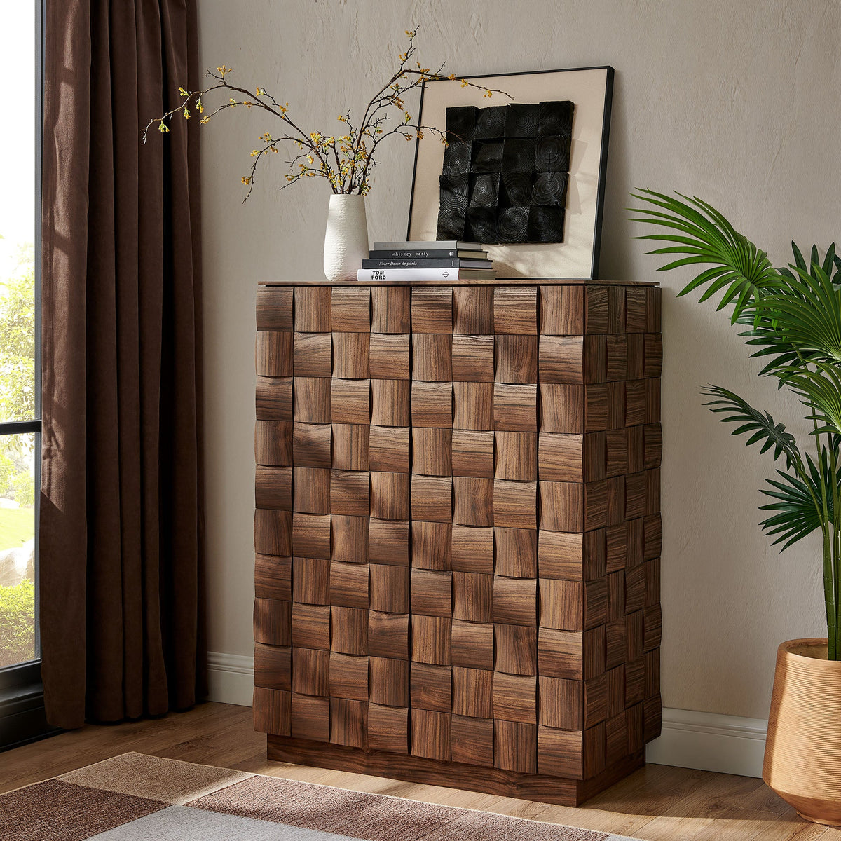 Duskin 39 Inch Geometric Block Design Tall Storage Cabinet by Modway