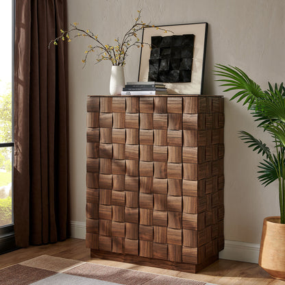 Duskin 39 Inch Geometric Block Design Tall Storage Cabinet by Modway