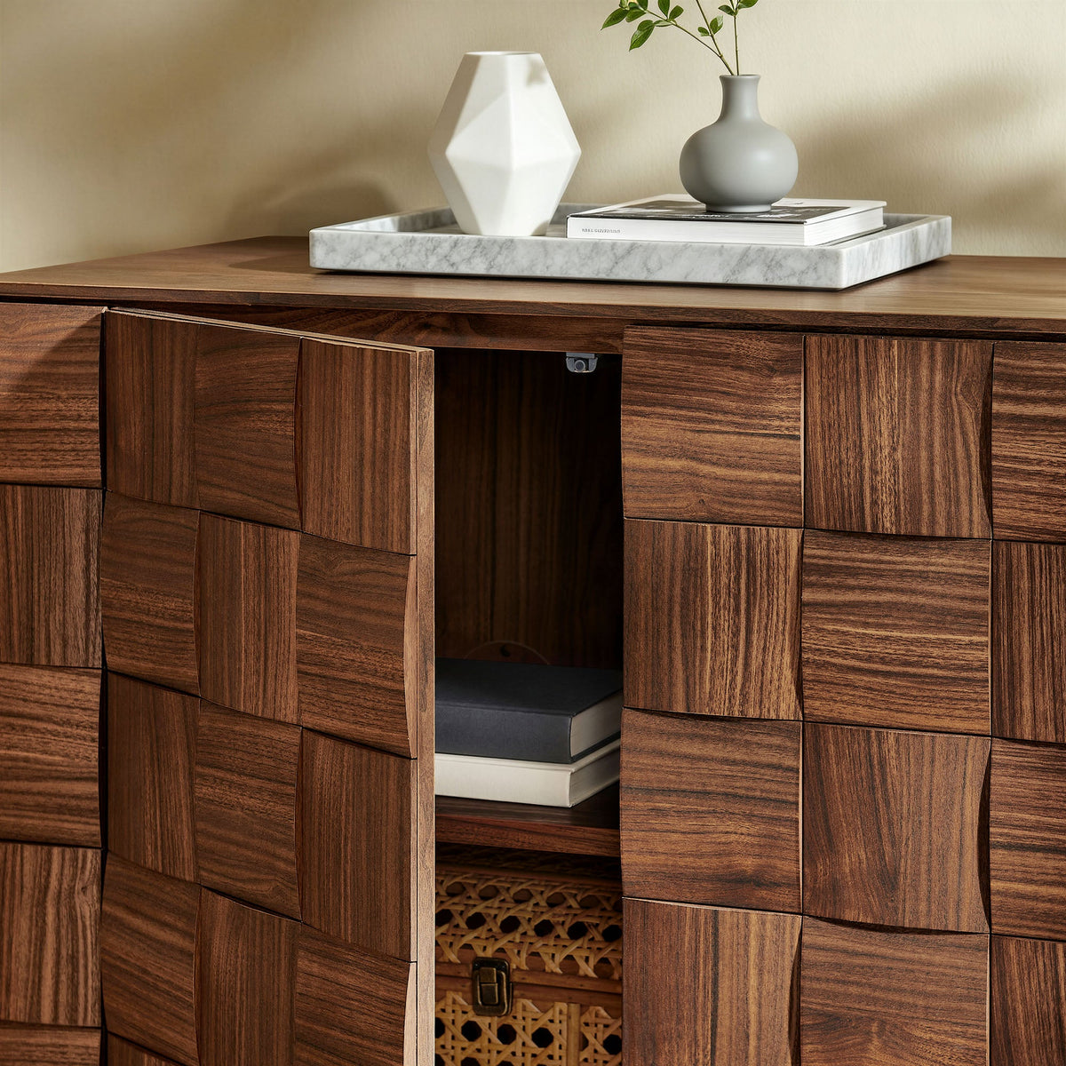 Duskin 68 Inch Geometric Block Design Four Door Sideboard by Modway